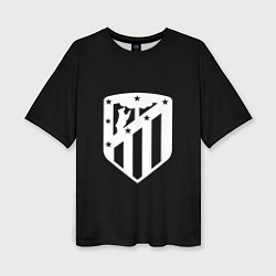 Футболка оверсайз женская Атлетико Мадрид белое лого фк, цвет: 3D-принт
