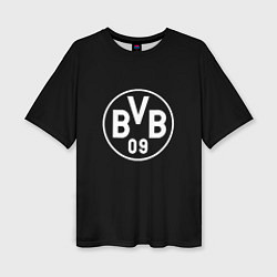 Футболка оверсайз женская Borussia sport fc белое лого, цвет: 3D-принт