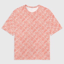 Футболка оверсайз женская Светлый персиковый паттерн клетчатый, цвет: 3D-принт