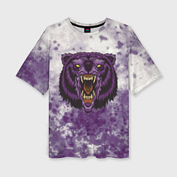 Женская футболка оверсайз Фиолетовый медведь голова