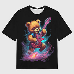Футболка оверсайз женская Большой плюшевый медведь играет на гитаре, цвет: 3D-принт