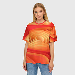 Футболка оверсайз женская Оранжевые объемные круги, цвет: 3D-принт — фото 2