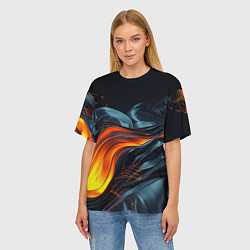 Футболка оверсайз женская Волнистая темная материя, цвет: 3D-принт — фото 2