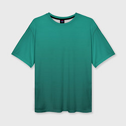 Женская футболка оверсайз Градиент нефритовый зелёный