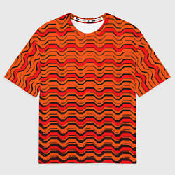 Футболка оверсайз женская Красные линии и чёрные полосы, цвет: 3D-принт