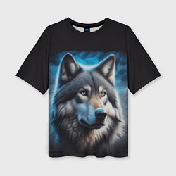 Женская футболка оверсайз Красивый портрет волка