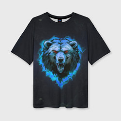 Женская футболка оверсайз Пылающая эмблема медведя