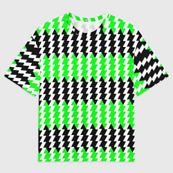 Женская футболка оверсайз Вертикальные чёрно-зелёные полосы