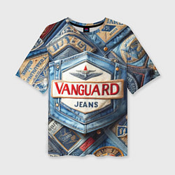 Футболка оверсайз женская Vanguard denim patchwork - ai art, цвет: 3D-принт