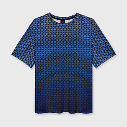 Женская футболка оверсайз Паттерн чёрно-синий треугольники