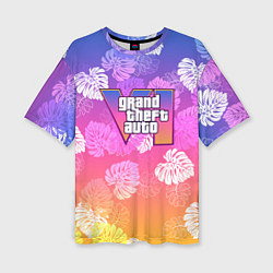 Женская футболка оверсайз Grand Theft Auto VI - пальмы