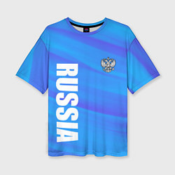 Футболка оверсайз женская Россия - синие волны, цвет: 3D-принт