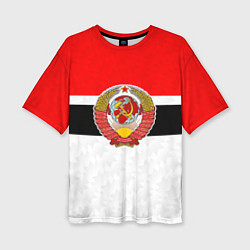 Женская футболка оверсайз Герб СССР - ретро цвета
