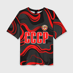 Женская футболка оверсайз СССР - red stripes