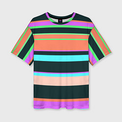 Женская футболка оверсайз Цветные разные полосы