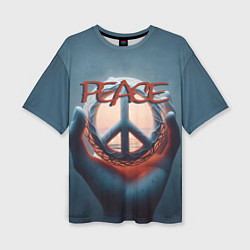 Женская футболка оверсайз Знак мира в ладони
