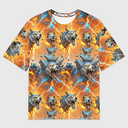 Футболка оверсайз женская Волки и камни, цвет: 3D-принт