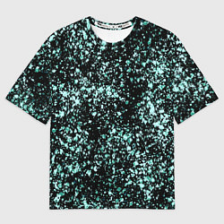 Футболка оверсайз женская Чёрный с напылением голубого цвета абстракция, цвет: 3D-принт