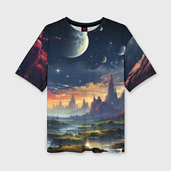 Футболка оверсайз женская Космический фантазийный мир на другой планете, цвет: 3D-принт