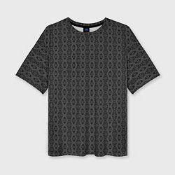 Женская футболка оверсайз Тёмный чёрно-серый узорчатый
