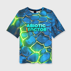 Женская футболка оверсайз Abiotic Factor logo bright neon