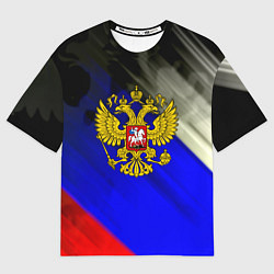 Футболка оверсайз женская Россия краски герб текстура, цвет: 3D-принт