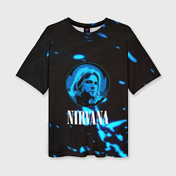 Женская футболка оверсайз Nirvana рок бенд краски