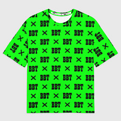 Женская футболка оверсайз BBT logo green steel