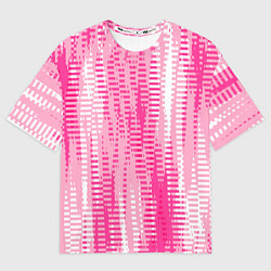 Женская футболка оверсайз Бело-розовый полосатый