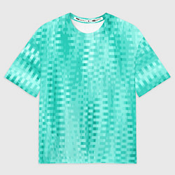 Женская футболка оверсайз Светлый бирюзовый абстрактный полосочки