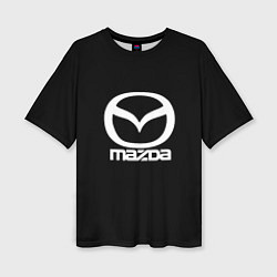Женская футболка оверсайз Mazda logo white