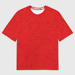 Футболка оверсайз женская Алый полосатый, цвет: 3D-принт