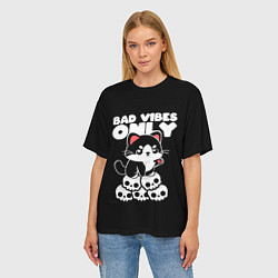 Футболка оверсайз женская Кот - только плохие предчувствия, цвет: 3D-принт — фото 2
