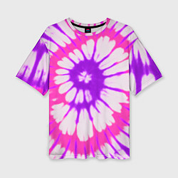 Футболка оверсайз женская Тай дай розовый с фиолетовым, цвет: 3D-принт