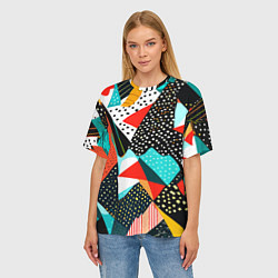 Футболка оверсайз женская Abstract patchwork - ai art, цвет: 3D-принт — фото 2