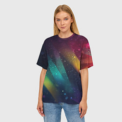 Футболка оверсайз женская Неоновые цветные полосы, цвет: 3D-принт — фото 2