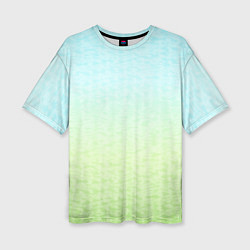 Женская футболка оверсайз Tie-dye color gradient: blue-green