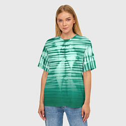 Футболка оверсайз женская Tie-dye green stripes, цвет: 3D-принт — фото 2