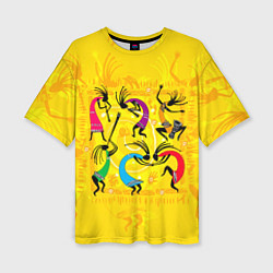 Женская футболка оверсайз Танцующие Кокопелли