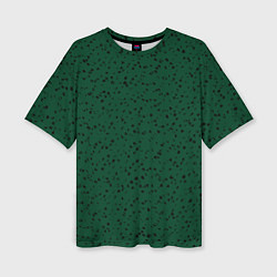 Женская футболка оверсайз Тёмный зелёный мелкими пятнами