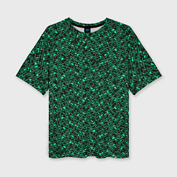 Женская футболка оверсайз Чёрно-зелёный абстрактная текстура
