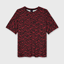 Женская футболка оверсайз Чёрно-розовый абстрактная текстура