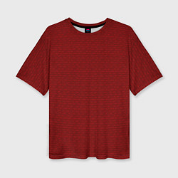 Женская футболка оверсайз Текстурированный тёмно-красный однотонный