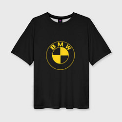 Женская футболка оверсайз BMW logo yellow