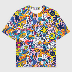 Футболка оверсайз женская Солнце и морские звёзды абстракция, цвет: 3D-принт