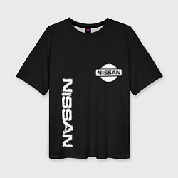 Футболка оверсайз женская Nissan logo white auto, цвет: 3D-принт
