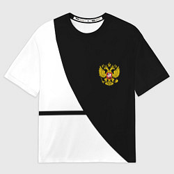Футболка оверсайз женская Герб РФ текстура спорт, цвет: 3D-принт