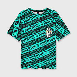 Женская футболка оверсайз Juventus pattern logo steel