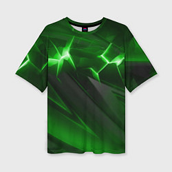 Футболка оверсайз женская Яркая зеленая объемная абстракция, цвет: 3D-принт