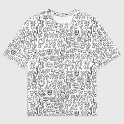 Футболка оверсайз женская Человечки и пришельцы, цвет: 3D-принт